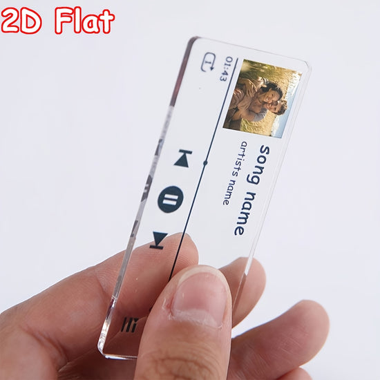 2D Flat, Customized 2D Flat Car Key Decorations, Customized Acrylic Music Player Keychains Can Be Personalized with Photos and Text for Individualization. They Are Suitable for Couples, Families and Friends and Are Excellent Choices as Holiday