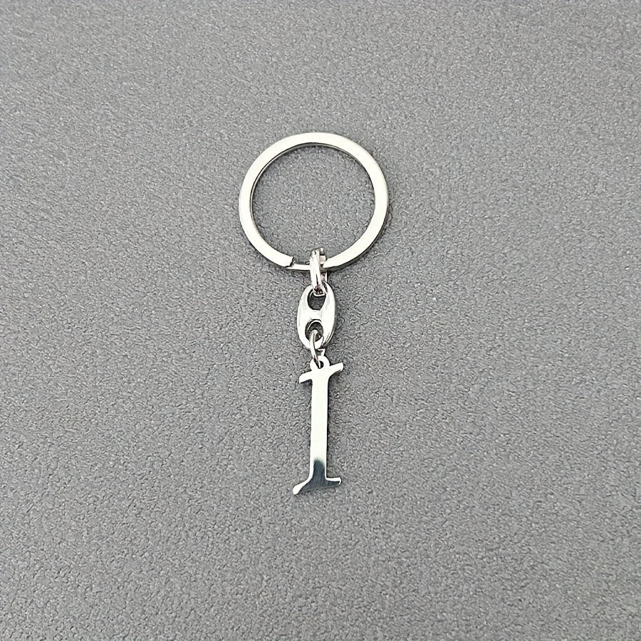 1pc Fashionable Stainless Steel 26-Letter Keychain - The Perfect Choice for Men's Backpacks and Car Accessories, Minimalist Pendant