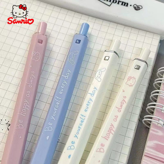 Officially Licensed Sanrio Hello Kitty Cartoon Character Cute Creative Square Tip Pen Student Exam Essentials Cinnamoroll Pressure-Sensitive Refills Gel Pen Write Smoothly Quick Drying 0.5Mm Black Pen