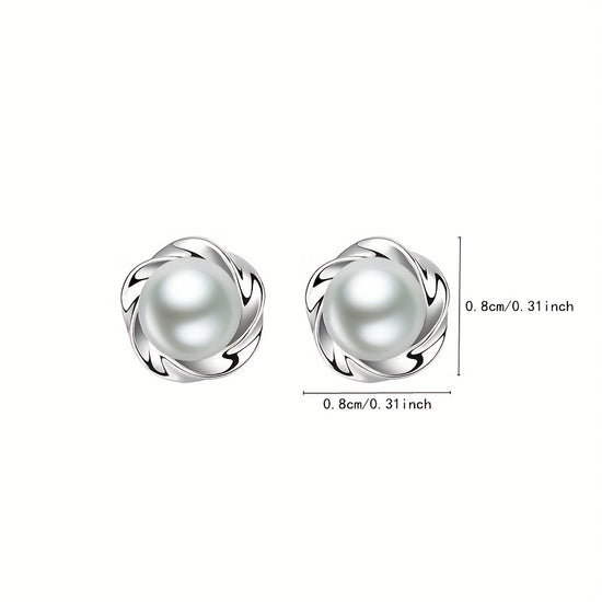 Everyday Elegance, Elegant Faux Pearl Stud Earrings for Women - Chic Alloy Fashion Jewelry with Classic Round Design, Perfect for Daily Wear, Pearl Earrings