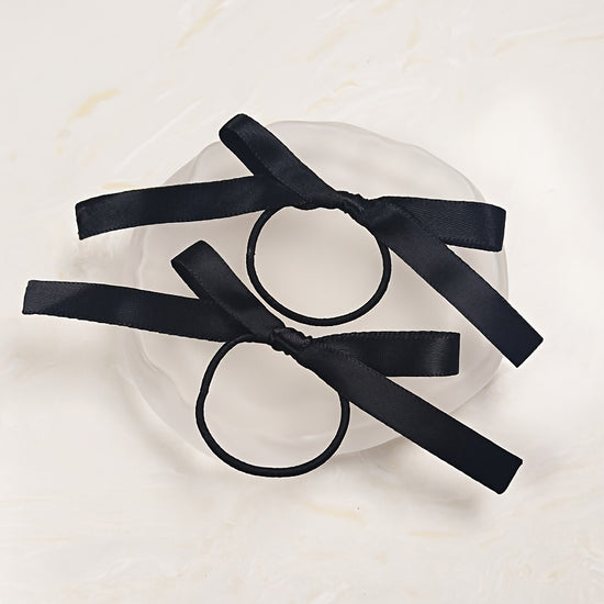 2pcs of Fashionable, Sweet, and Cute Bow Hair Ties, Versatile Burgundy and Black Bow Hair Ties, Suitable for Daily Wear as Hair Accessories