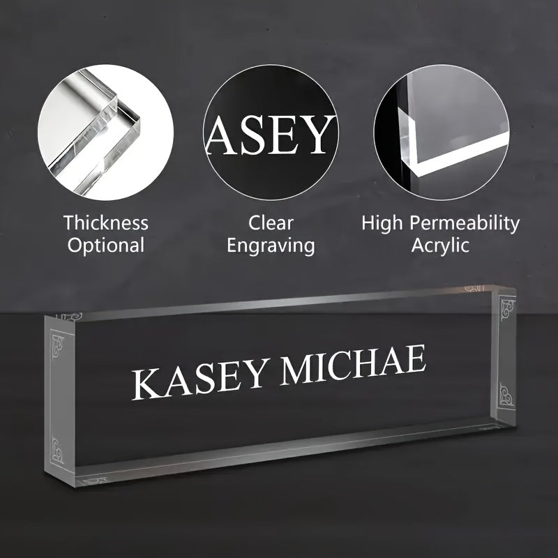 2D Flat, 1 Desktop Nameplate, Acrylic Nameplate, Personalized Nameplate, Minimalist Teacher Nameplate, Office Decoration, Custom Desktop Gift Nameplate, Suitable for Valentine's Day, Christmas, Thanksgiving, Graduation Season, Wife, Father, Child