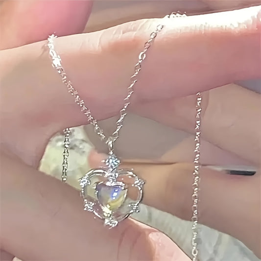 Moonstone Necklace Female New Trend Light Luxury Niche High-End Titanium Steel Sweet Clavicle Chain