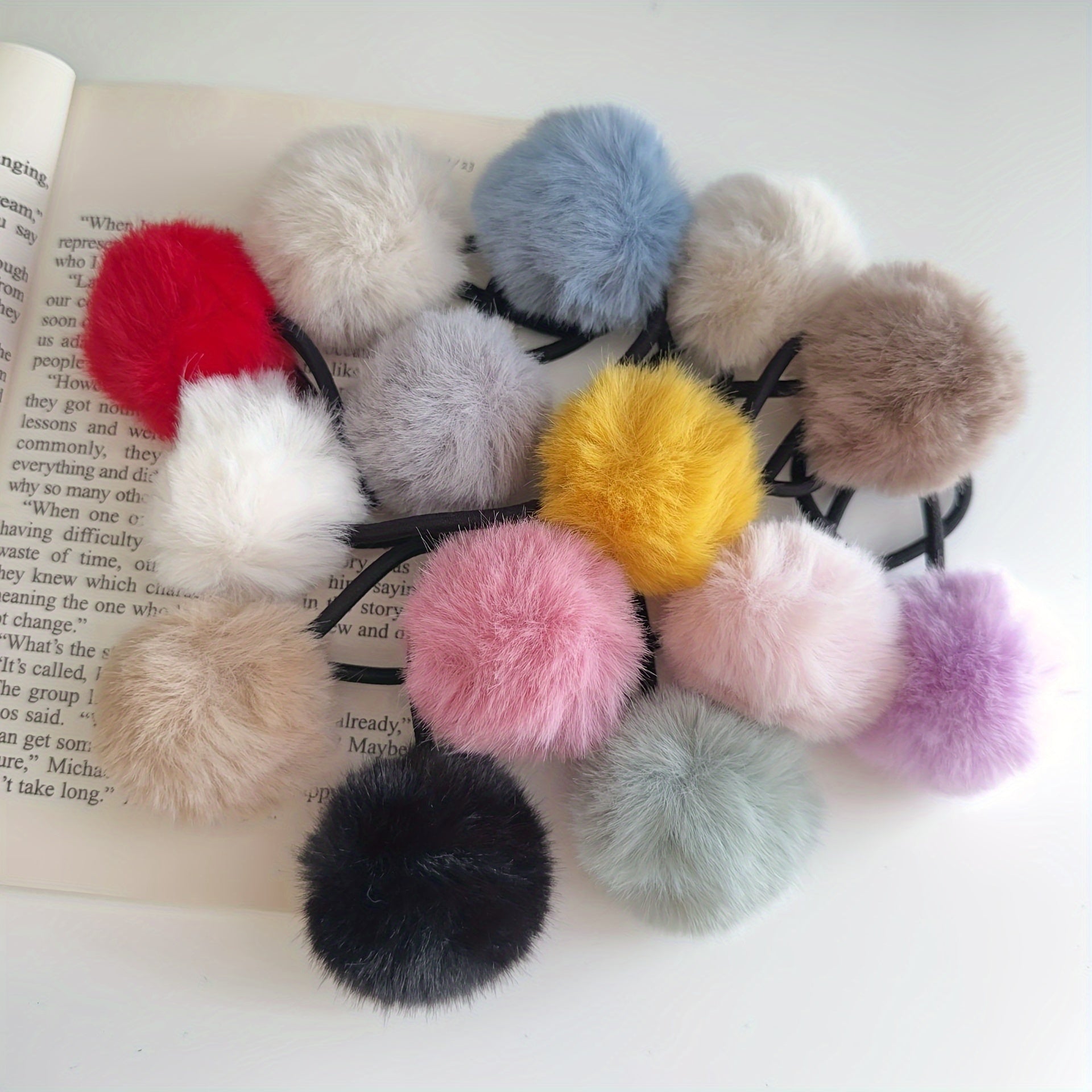 Candy Color Pompom Hair Rope Internet Celebrity High Ponytail Hair Tie Hair Rope Fluffy Hair Band Hair Additions