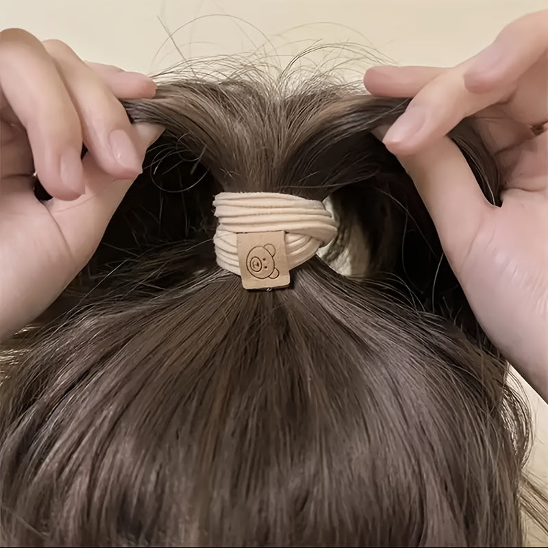 Random Mixing3/13/23pcs Cute Bear Pattern Hair Additions, Soft High Elasticity Hair Ties, Easy Versatile Ponytail Hair Ropes, Fashionable Cute Fabric Hair Additions, Suitable for And Women