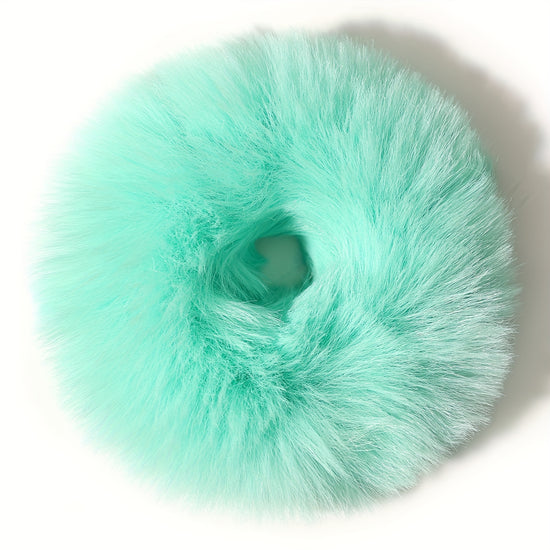 1pc Elegant Fluffy Faux Fur Hair Tie - Soft Plush Elastic Hair Band in Pink, Cream, White, Black, and Light Blue for Women, Cute Hair Accessorie