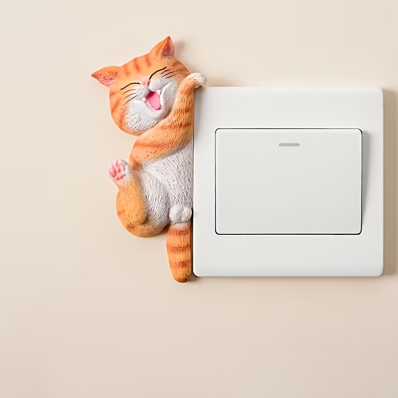 2 Super Cute Cat Wall Decorations - Cute Pet Switch Decoration, Corner Decoration, Socket Concealer, Socket Cover Cat Decoration, Fun Design, Festival Decorator, Gift Shopper, Suitable for Every Home Decoration Item