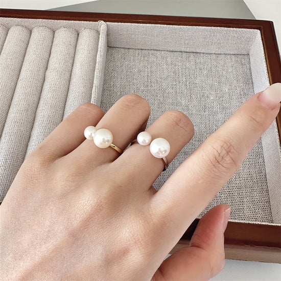 European And American Style Easy Imitation Pearl Ring Opening Adjustable Elegant Versatile Finger Jewelry
