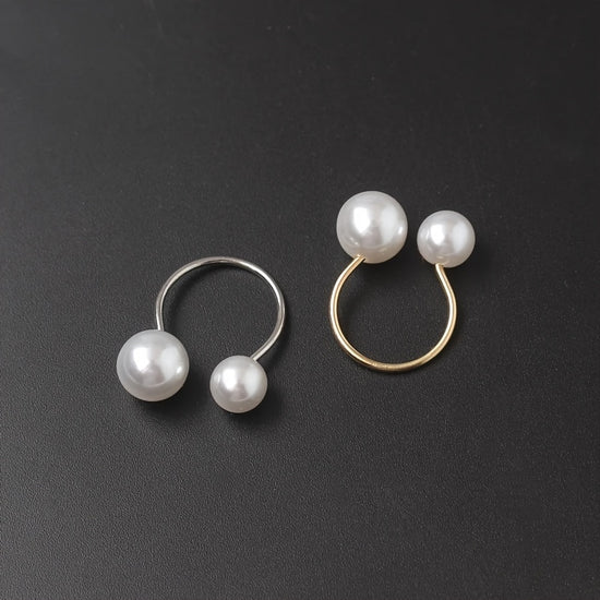 European And American Style Easy Imitation Pearl Ring Opening Adjustable Elegant Versatile Finger Jewelry