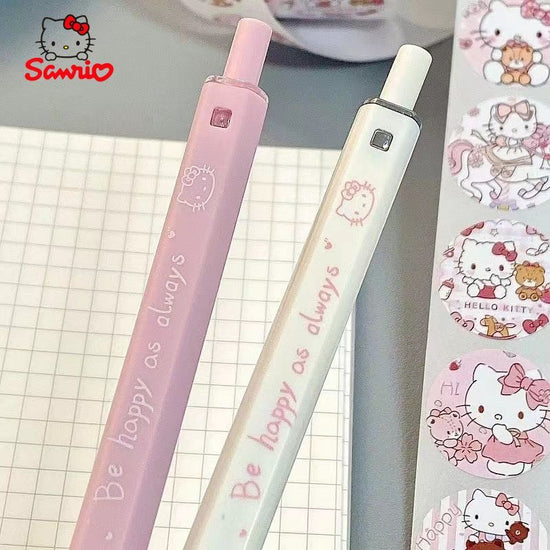 Officially Licensed Sanrio Hello Kitty Cartoon Character Cute Creative Square Tip Pen Student Exam Essentials Cinnamoroll Pressure-Sensitive Refills Gel Pen Write Smoothly Quick Drying 0.5Mm Black Pen