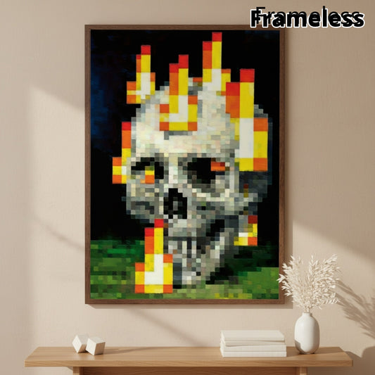 2D Flat, 1pc Large Vertical Retro 8-Bit Pixel Art Poster - Frameless Gothic Suitable for Rooms Suitable for Living Room Suitable for Bedroom Suitable for Bathroom Suitable for Dining Room Suitable for Home Office Decor - Machine-Printed Canvas Wall