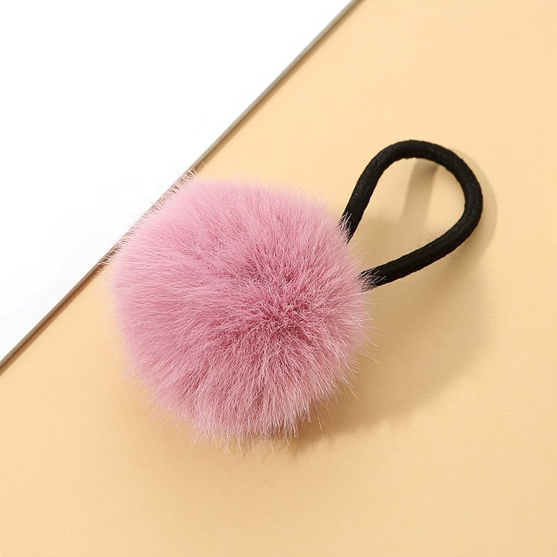Candy Color Pompom Hair Rope Internet Celebrity High Ponytail Hair Tie Hair Rope Fluffy Hair Band Hair Additions