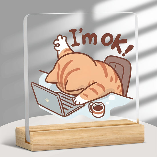 [2D Flat] [2D Flat] 1pc, Acrylic Desktop Decoration, I'M Fine, an Interesting Desktop Ornament, The Best Gift for Colleagues And Leaders, Birthday Present