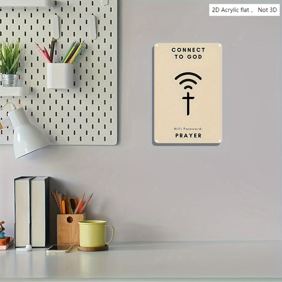 2D Flat, Connected to God" Christian Wooden Wall Art - WiFi Prayer Design, Suitable for Home, Hotel, Bar, Cafe Multifunctional Decoration, 2D Flat Christmas decorations