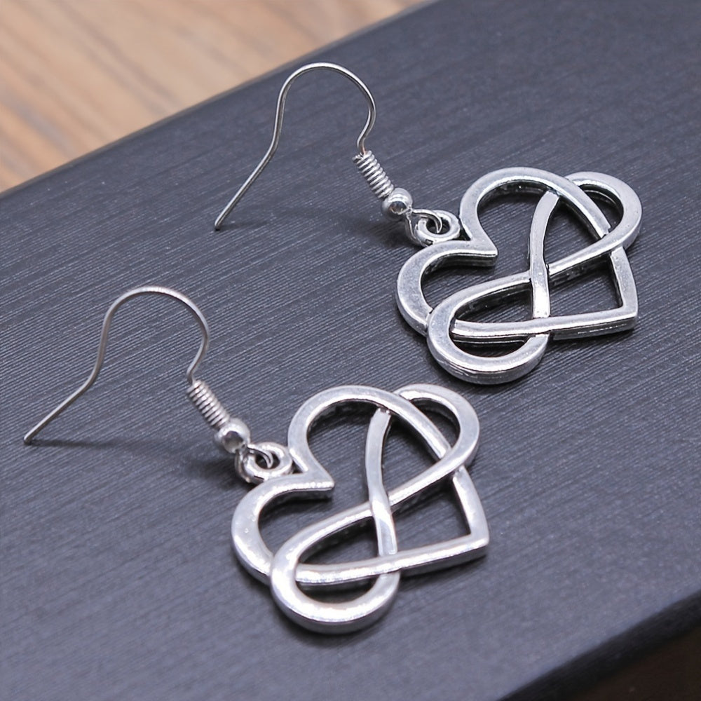 Retro Easy Handmade Jewelry Heart Infinity Symbol Earrings Earring Style Heart Infinite Earrings: Suitable for Daily Wear Or As a Romantic Gift, Suitable for All Seasons
