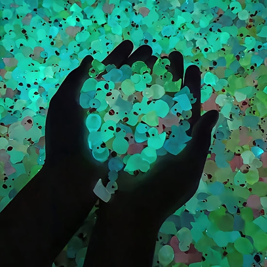 30/55pcs Glow In Dark Duck, Mini Duck, Duck Toys Set, Mini Plastic Realistic Duck, Glow Toys For Goody Bag Stuffers, Party Favors Supplies Easter Gift