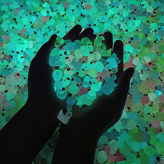 30/55pcs Glow In Dark Duck, Mini Duck, Duck Toys Set, Mini Plastic Realistic Duck, Glow Toys For Goody Bag Stuffers, Party Favors Supplies Easter Gift