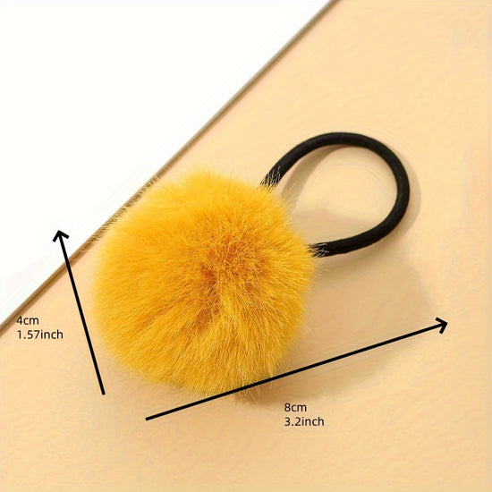 Candy Color Pompom Hair Rope Internet Celebrity High Ponytail Hair Tie Hair Rope Fluffy Hair Band Hair Additions