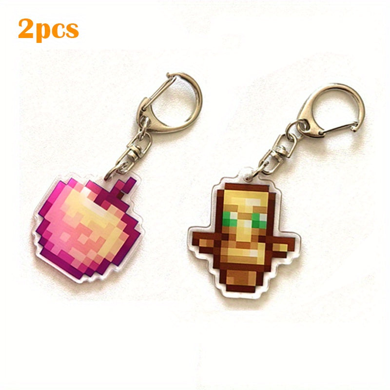 [2D Flat] [2D Flat] 2/4/6pcs, Pixel Style Pendant Keychain, Creative Game Peripheral Acrylic Backpack Pendant, Suitable for Holiday Party Surprise Gifts
