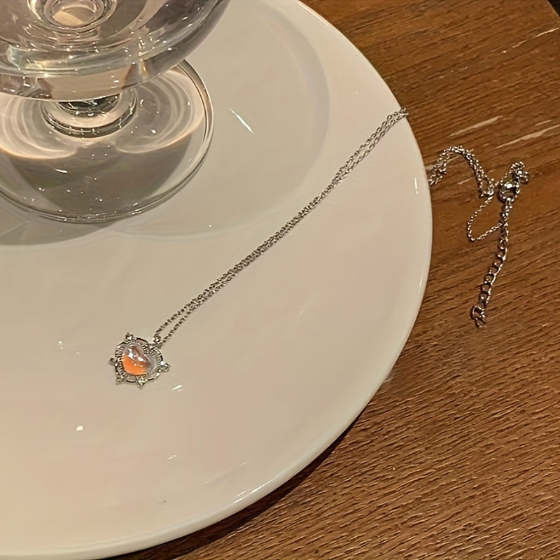 Moonstone Necklace Female New Trend Light Luxury Niche High-End Titanium Steel Sweet Clavicle Chain