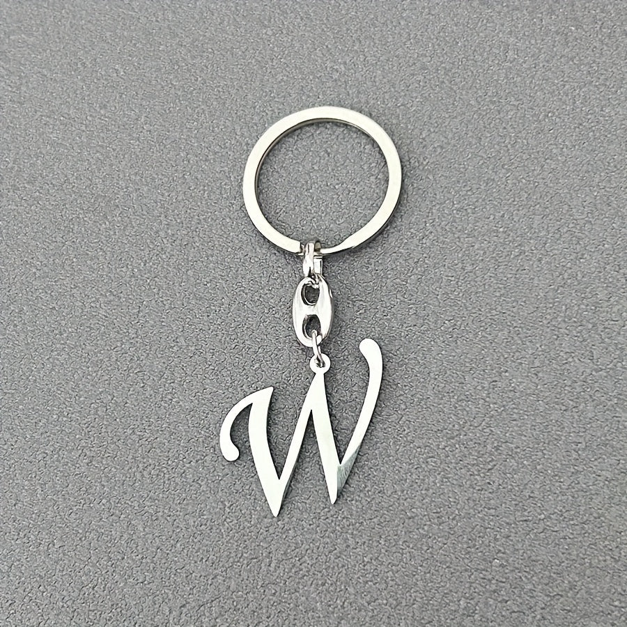 1pc Fashionable Stainless Steel 26-Letter Keychain - The Perfect Choice for Men's Backpacks and Car Accessories, Minimalist Pendant