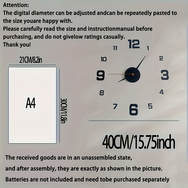 NONZHU Nordic Style Living Room Clock, DIY Acrylic Creative Clock Decoration, Simple Decoration Clock, Silent Wall Sticker Clock, Clock, Living Room and Bedroom Wall Sticker Creative Clock ((The Luminous Style Only Emits Light In Dark Environments)