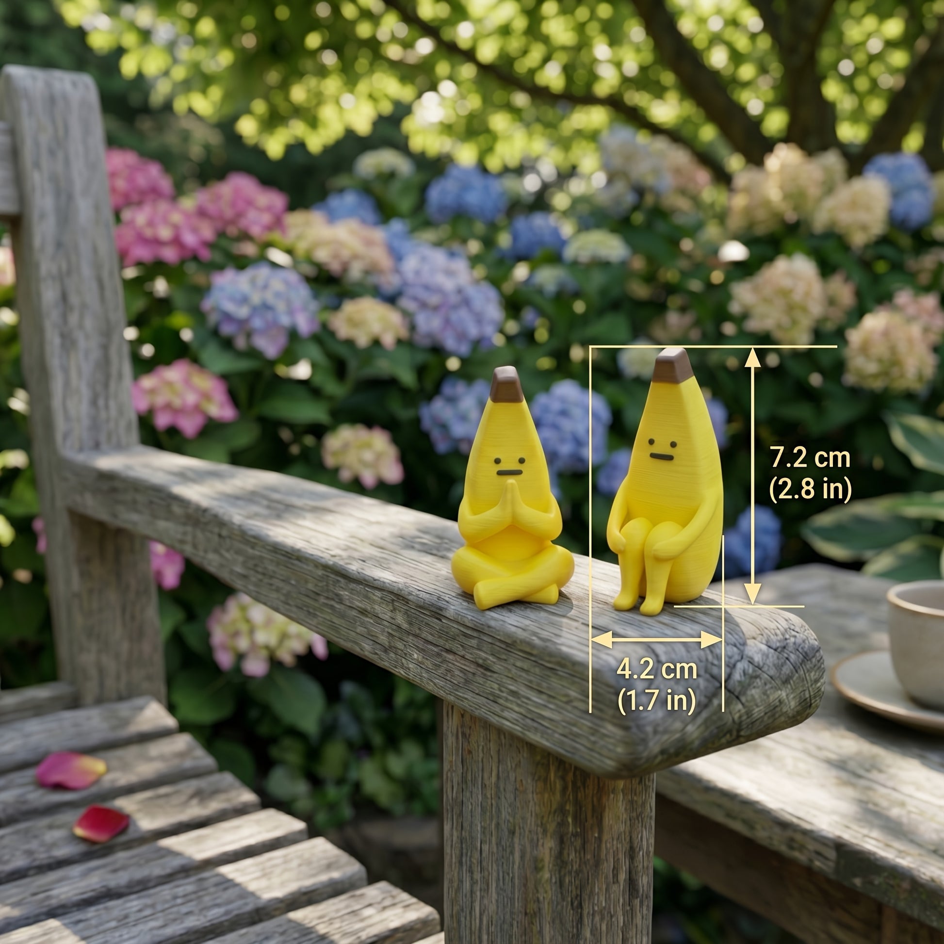 2pcs Different Shaped Banana Statues - Smiling And Frowning Face Expressions Collectible Desktop Decor, Resin Plastic Characters for Car And Home, Fun Birthday/Christmas/Halloween Gift (Yellow Banana Models)