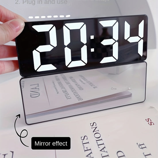 Latest Digital Clock, LED Alarm Clock for Bedroom, Electronic Desk Clock with Temperature Display, Adjustable Brightness, 12/24 Hour, Bedroom Wall Clock (No Battery, No Adapter)