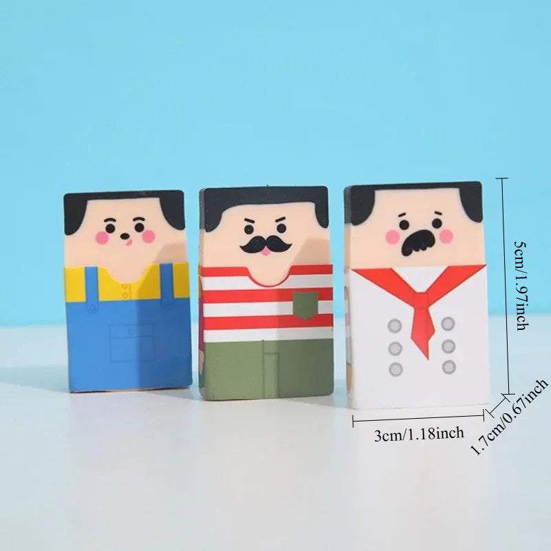 Creative Fun Professional Male Bald Brick Eraser - Cute Cartoon Worker Men Hair Thinning Eraser for Kawaii School Supplies & Adorable Stationery Lovers