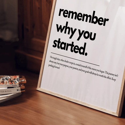 1pc "Remember Why You Started" Motivational Quote Wall Art Poster - Uplifting Printable Goal Reminder Sign Suitable for Home Office, Bedroom, Living Room Decor - Unframed Housewarming Gift, Positive Affirmation Decoration
