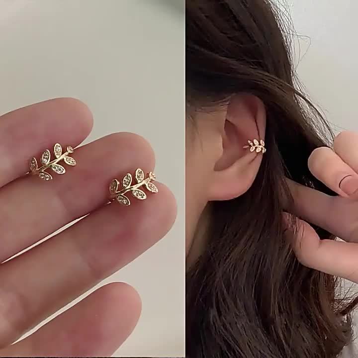 Explosive Delicate Leave Earstuds, Delicate and Simple, Leaves Ear Bone Clips, No Piercings, Ear Clips, Adjustable Earrings, Super Fairy Forest High-end Earrings