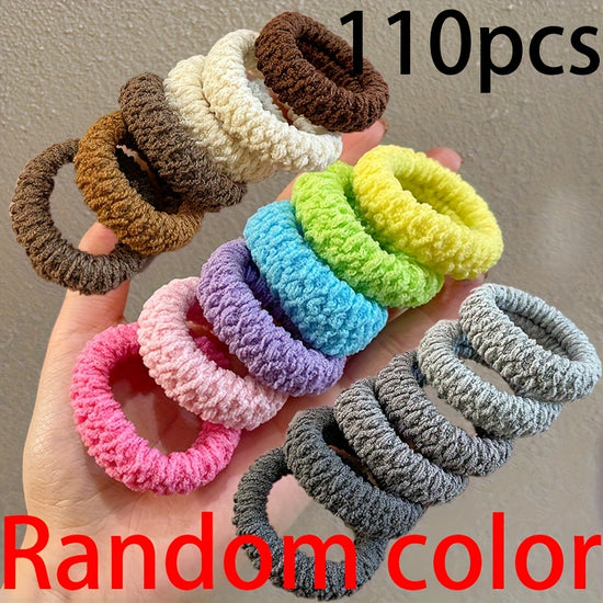 10-60-110-120pcs Thickened Hair Ties - High Elasticity Durable Hair Bands, Wide Hair Ties Suitable for Ponytails And Buns, Retro Minimalist Design, 10 Different Colors (Black/Beige/White/Brown/)