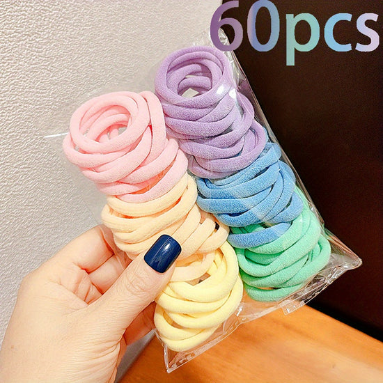 10-60-110-120pcs Thickened Hair Ties - High Elasticity Durable Hair Bands, Wide Hair Ties Suitable for Ponytails And Buns, Retro Minimalist Design, 10 Different Colors (Black/Beige/White/Brown/)