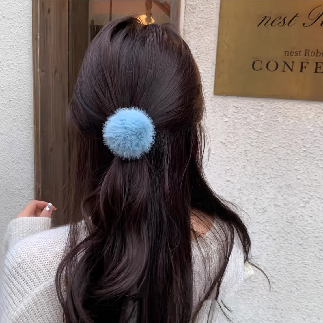 Candy Color Pompom Hair Rope Internet Celebrity High Ponytail Hair Tie Hair Rope Fluffy Hair Band Hair Additions