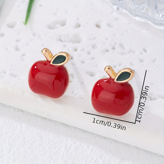 Trendy Creative Red Apple Earrings from Europe And America
