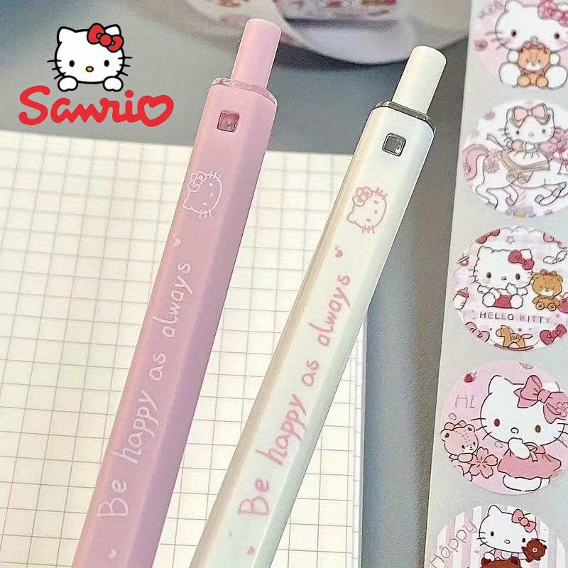 Officially Licensed Sanrio Hello Kitty Cartoon Character Cute Creative Square Tip Pen Student Exam Essentials Cinnamoroll Pressure-Sensitive Refills Gel Pen Write Smoothly Quick Drying 0.5Mm Black Pen