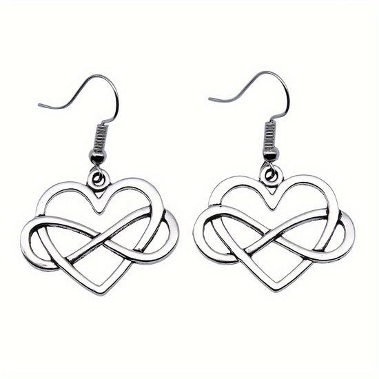 Retro Easy Handmade Jewelry Heart Infinity Symbol Earrings Earring Style Heart Infinite Earrings: Suitable for Daily Wear Or As a Romantic Gift, Suitable for All Seasons