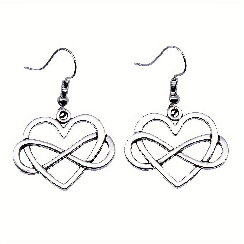 Retro Easy Handmade Jewelry Heart Infinity Symbol Earrings Earring Style Heart Infinite Earrings: Suitable for Daily Wear Or As a Romantic Gift, Suitable for All Seasons