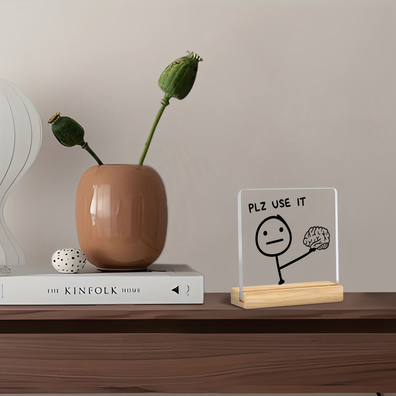 2D Flat 1pc, [Study King'S Desktop Motivation] PLZ USE IT English Original Sentence Ornament, Fun Decoration to Encourage Deep Work, Postgraduate/Civil Servant Self-Motivation Gift, Accompanying Every Moment of Focus And Thinking