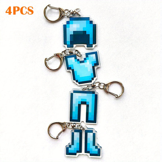 [2D Flat] [2D Flat] 2/4/6pcs, Pixel Style Pendant Keychain, Creative Game Peripheral Acrylic Backpack Pendant, Suitable for Holiday Party Surprise Gifts