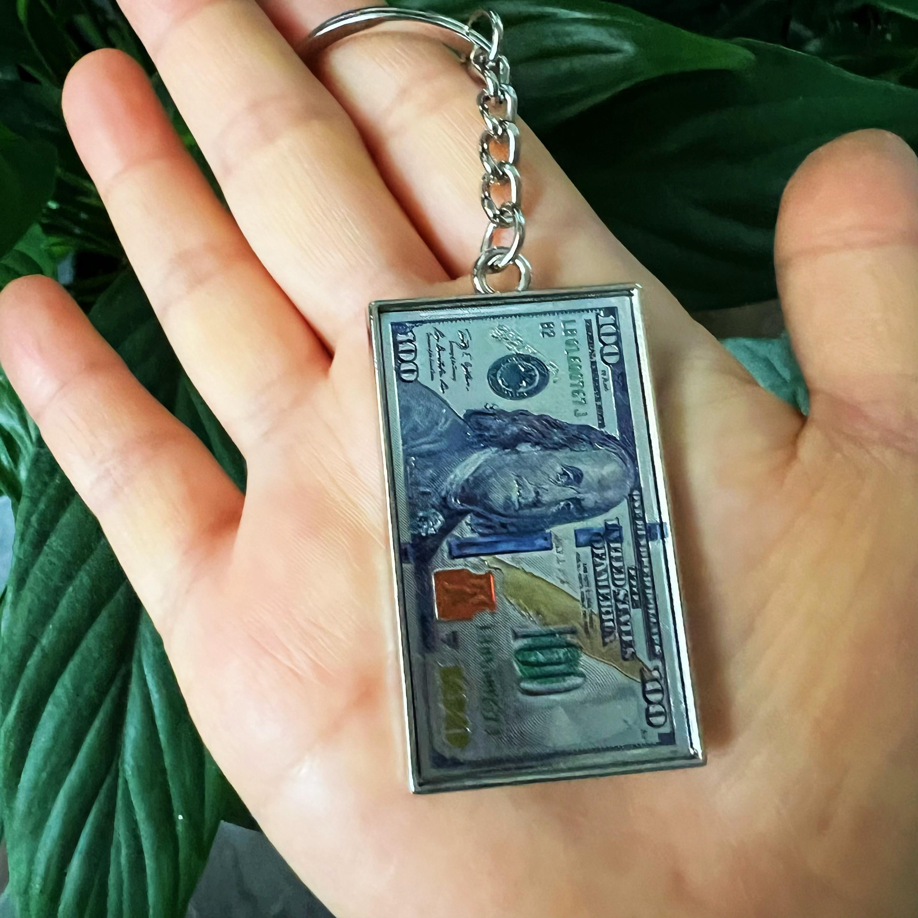 1pc, Mini Replica Dollar Keychain, Cool And Fun Replica Currency Keychain, Wallet Backpack Car Key Accessory Gift for Friends