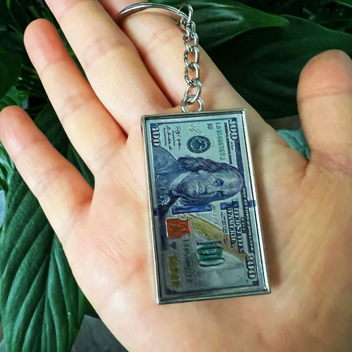 1pc, Mini Replica Dollar Keychain, Cool And Fun Replica Currency Keychain, Wallet Backpack Car Key Accessory Gift for Friends