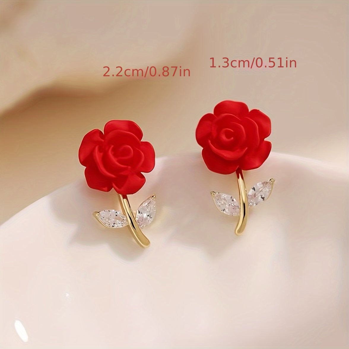 New Red Rose Earrings: Exquisite and Elegant Rose Stud Earrings, Trendy and Versatile Ear Accessories