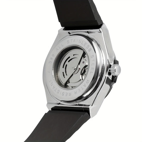 Classic And Easy Men'S Business Style Automatic Mechanical Watch Casual Large Dial Calendar Silicone Sports Student Military Wristwatch Clock Mechanism Best Gifts with Box, Without Battery