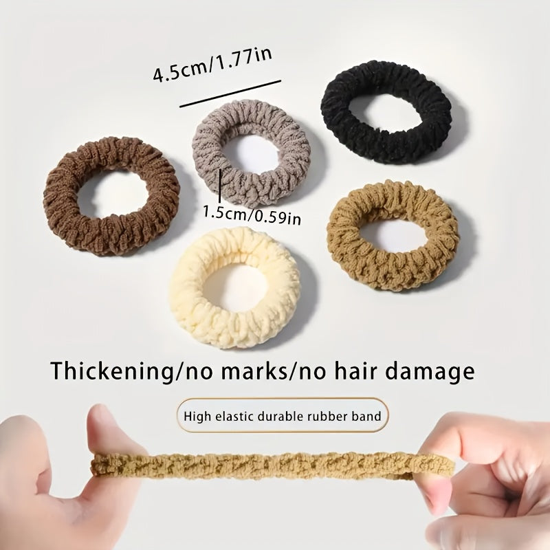 10-60-110-120pcs Thickened Hair Ties - High Elasticity Durable Hair Bands, Wide Hair Ties Suitable for Ponytails And Buns, Retro Minimalist Design, 10 Different Colors (Black/Beige/White/Brown/)