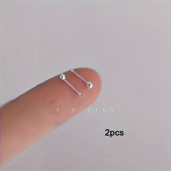 2/4/8pcs No-Remove Hypoallergenic Ear Studs, Double Ball Minimalist Jewelry Helix/Tragus Piercing, Effortless & Comfort