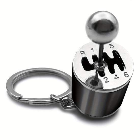 Realistic Mini Gear Shift Keychain - 6-Speed Car Gearbox Model with Metal Ball and Black/White Lever - Durable Metal Car Key Accessory, Perfect Christmas Gift, Polished Metal Finish, Stylish Design, Sturdy Construction, Car Collectible, Exclusive for
