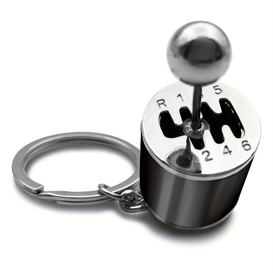 Realistic Mini Gear Shift Keychain - 6-Speed Car Gearbox Model with Metal Ball and Black/White Lever - Durable Metal Car Key Accessory, Perfect Christmas Gift, Polished Metal Finish, Stylish Design, Sturdy Construction, Car Collectible, Exclusive for