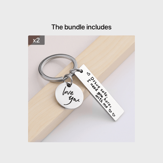 Hot Selling Family Individualized Couple Key Chain Safe Driving Black Stainless Steel Engraved Creative Key Chain