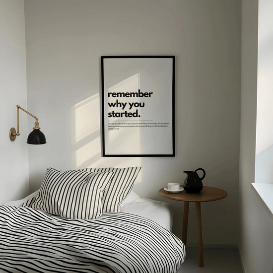 1pc "Remember Why You Started" Motivational Quote Wall Art Poster - Uplifting Printable Goal Reminder Sign Suitable for Home Office, Bedroom, Living Room Decor - Unframed Housewarming Gift, Positive Affirmation Decoration